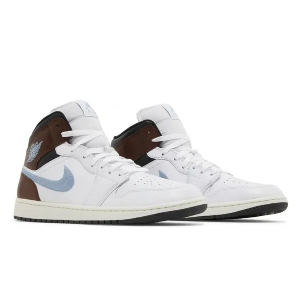 Air Jordan 1 Mid SE Sneakers White/Black/Sail/Blue Grey